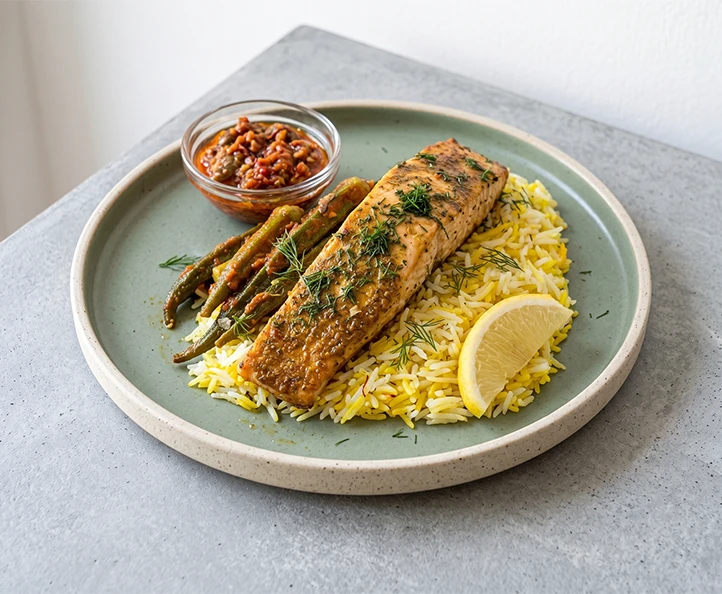 Salmon Harra with Saffron Rice